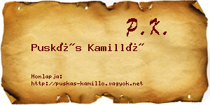 Puskás Kamilló névjegykártya